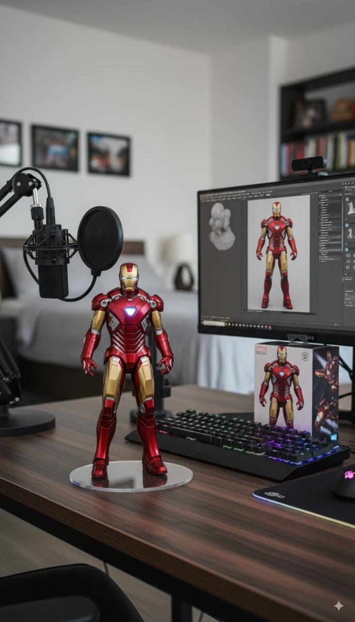 1/7 scale figure on gaming desk with ZBrush