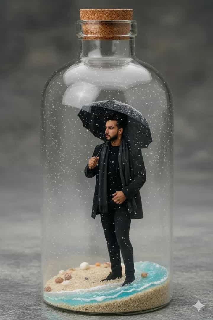 AI prompt generated image - figurine in souvenir bottle