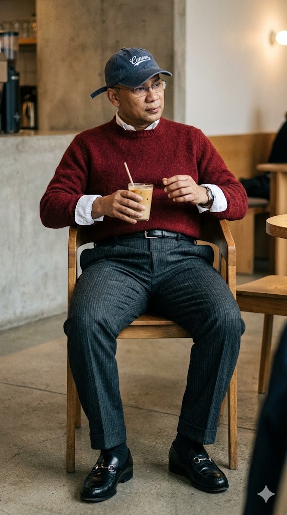 minimalist cafe iced latte wool sweater