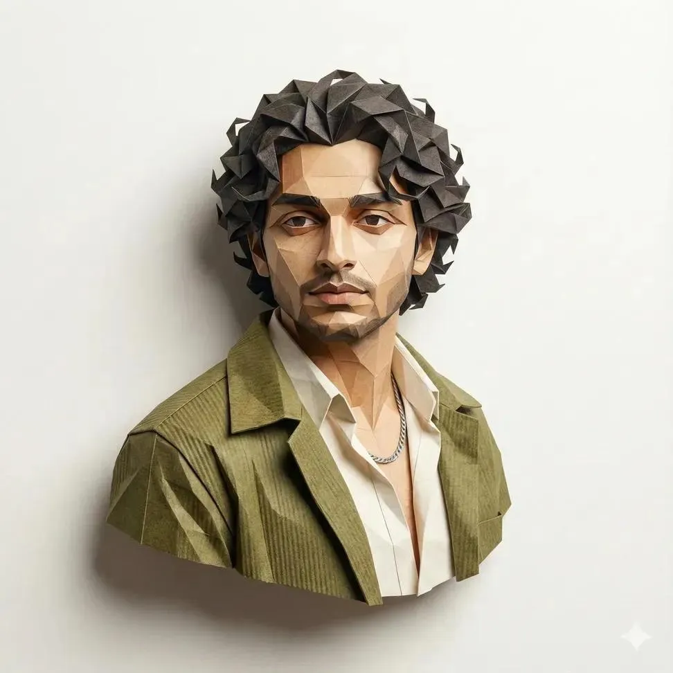 hyper detailed origami style paper fold