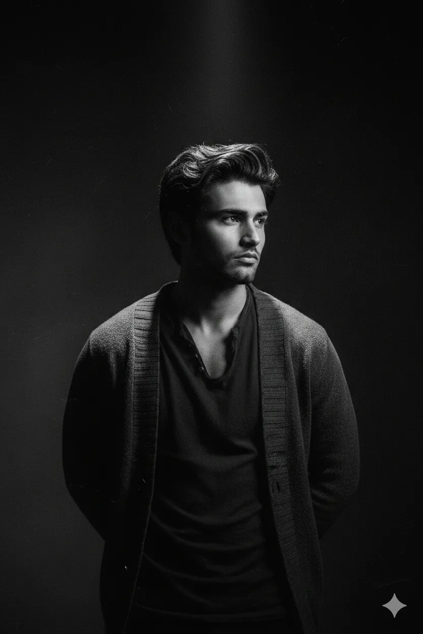 gritty black and white noir portrait