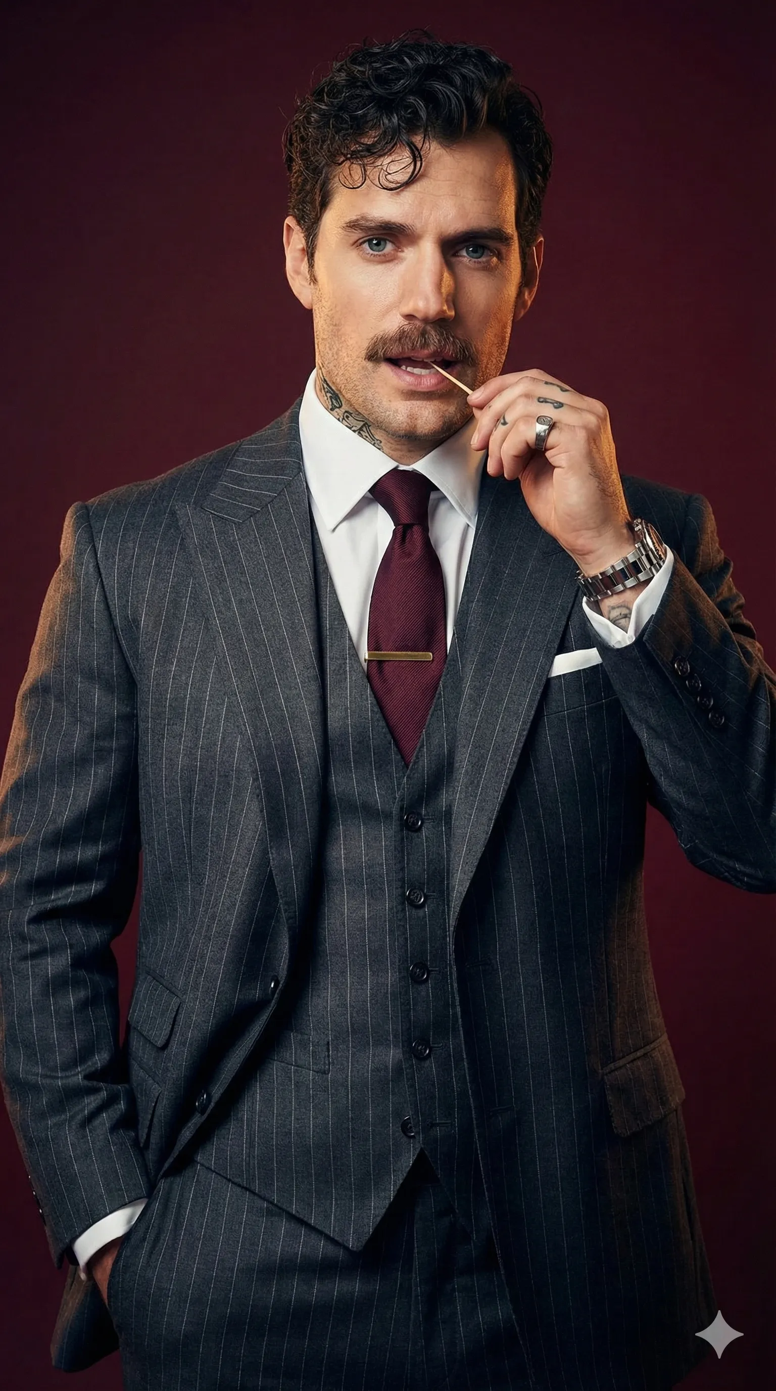 three piece pinstripe suit mafia aesthetic