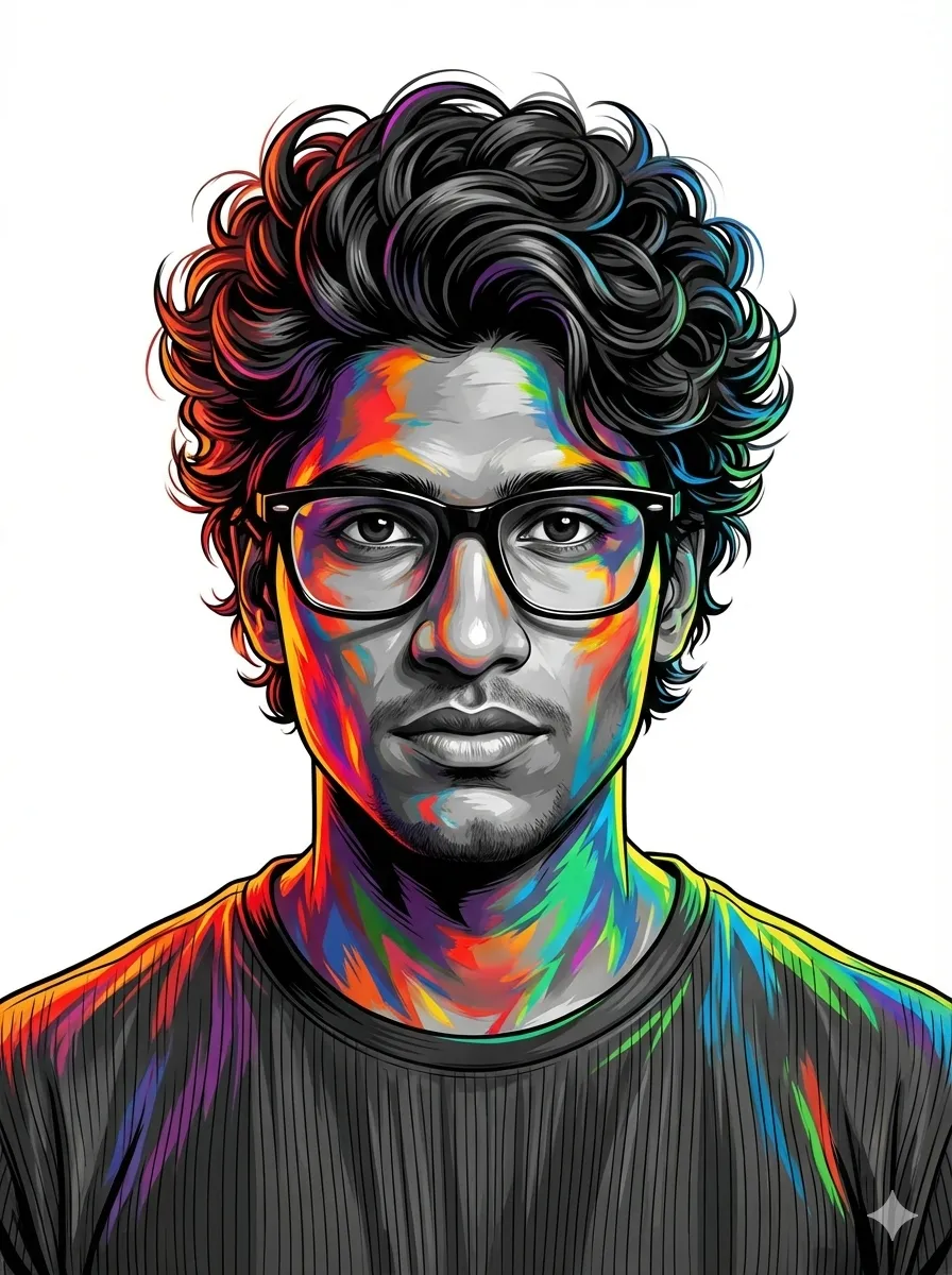 dynamic multi-colored light portrait