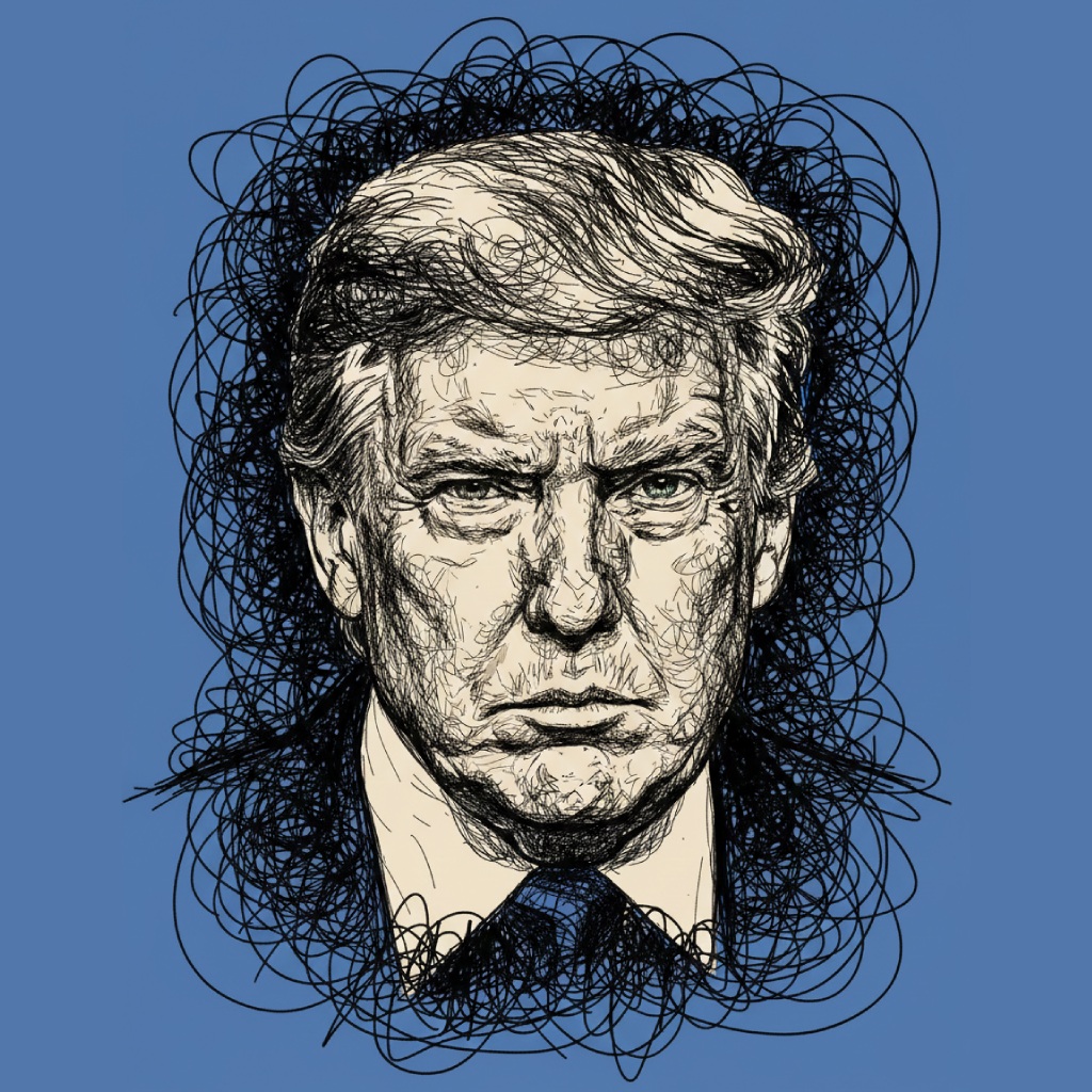 Chaotic ink poster scribble strokes