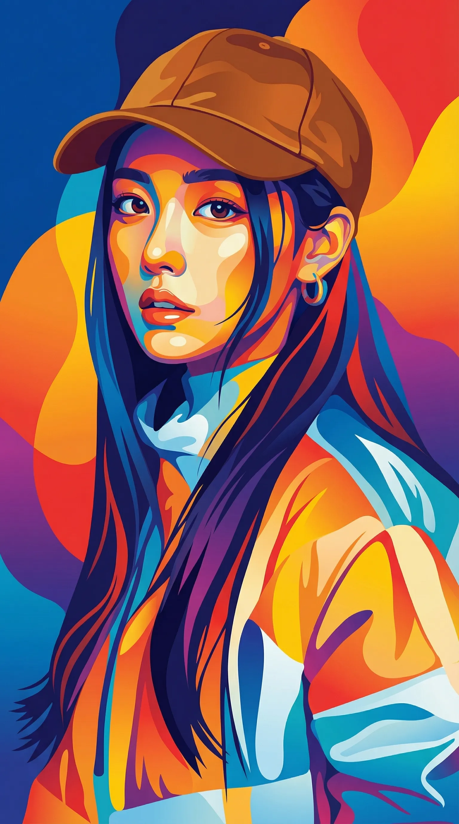 pop art style bold flowing color shapes