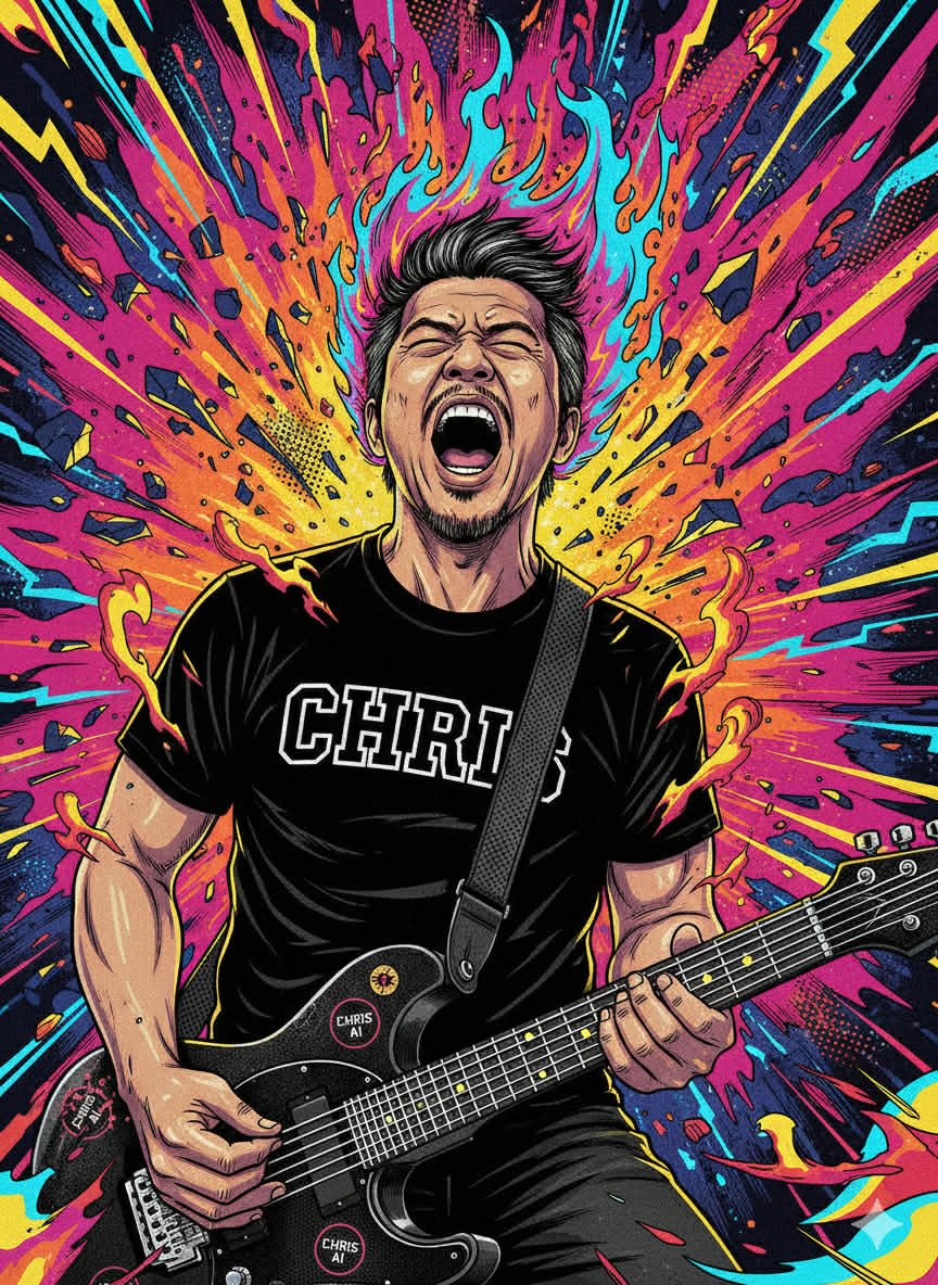 explosive illustration electric guitar