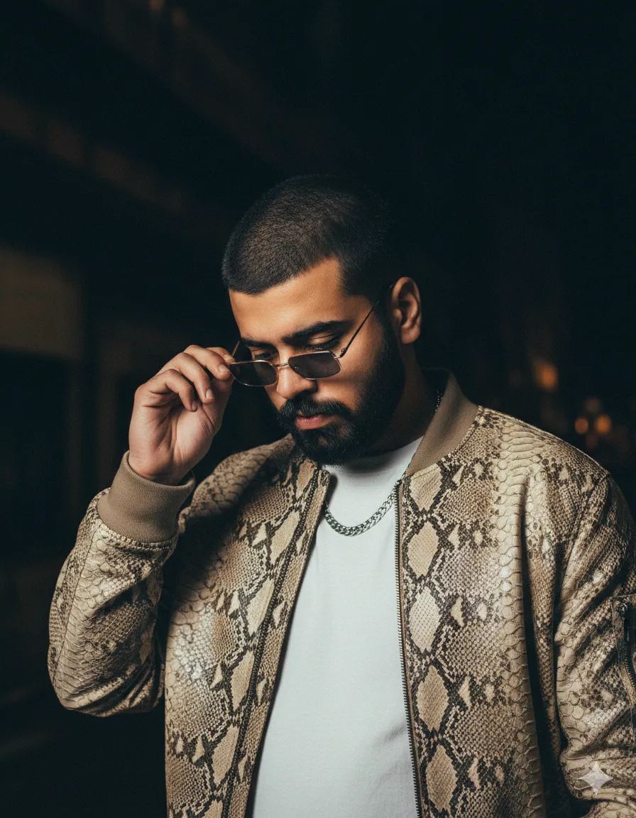 Leica paparazzi flash snakeskin bomber jacket