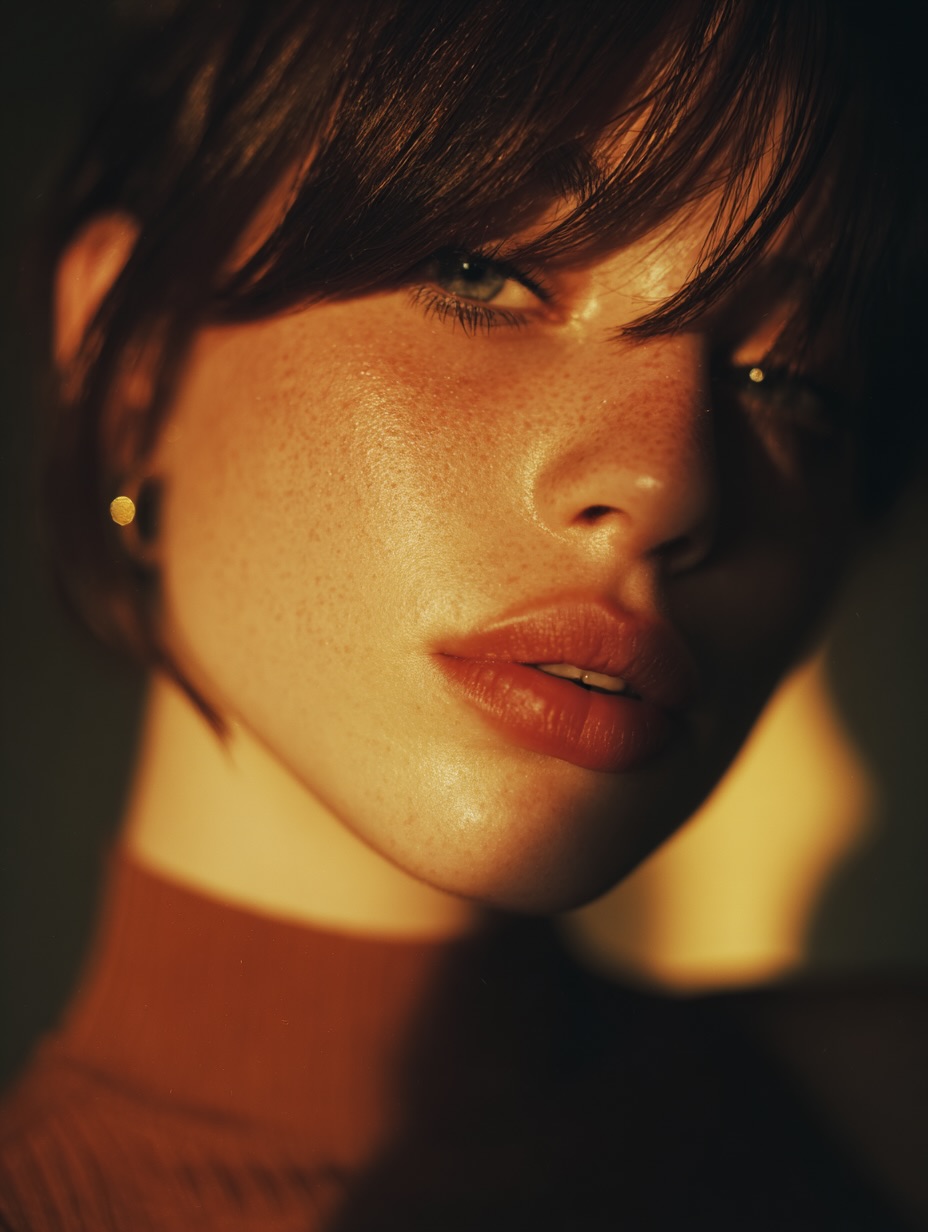 cinematic editorial chiaroscuro portrait
