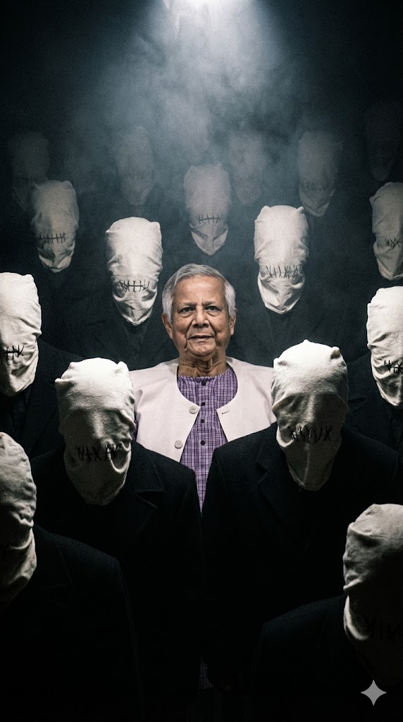 surreal dystopian crowd portrait