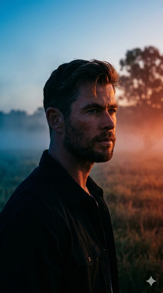 cinematic portrait golden hour field mist