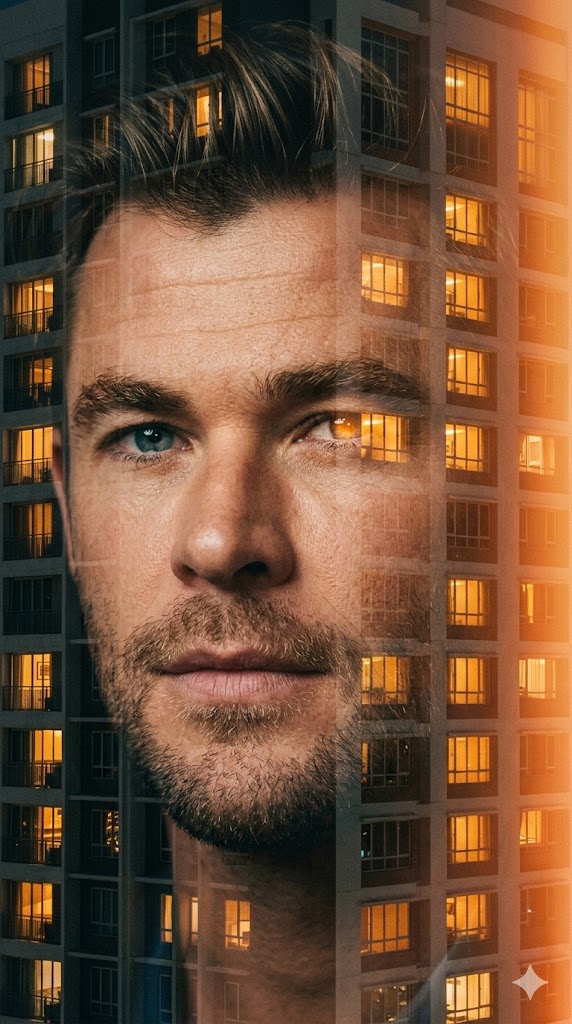 cinematic double exposure apartment building