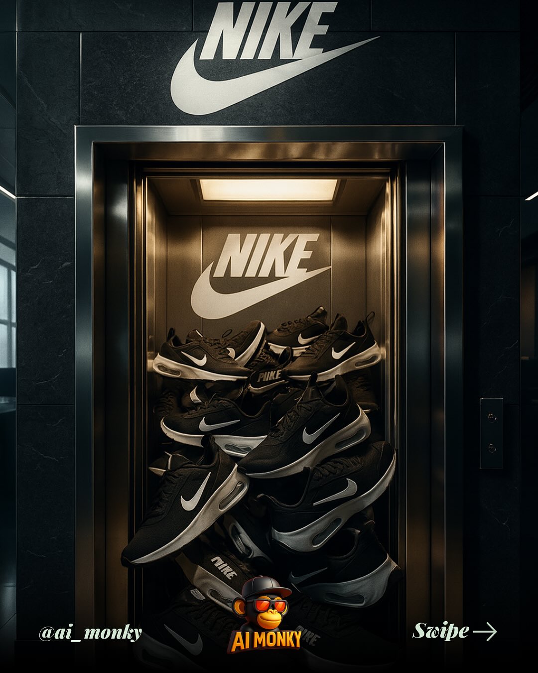 Elevator flooded with Red Bull cans