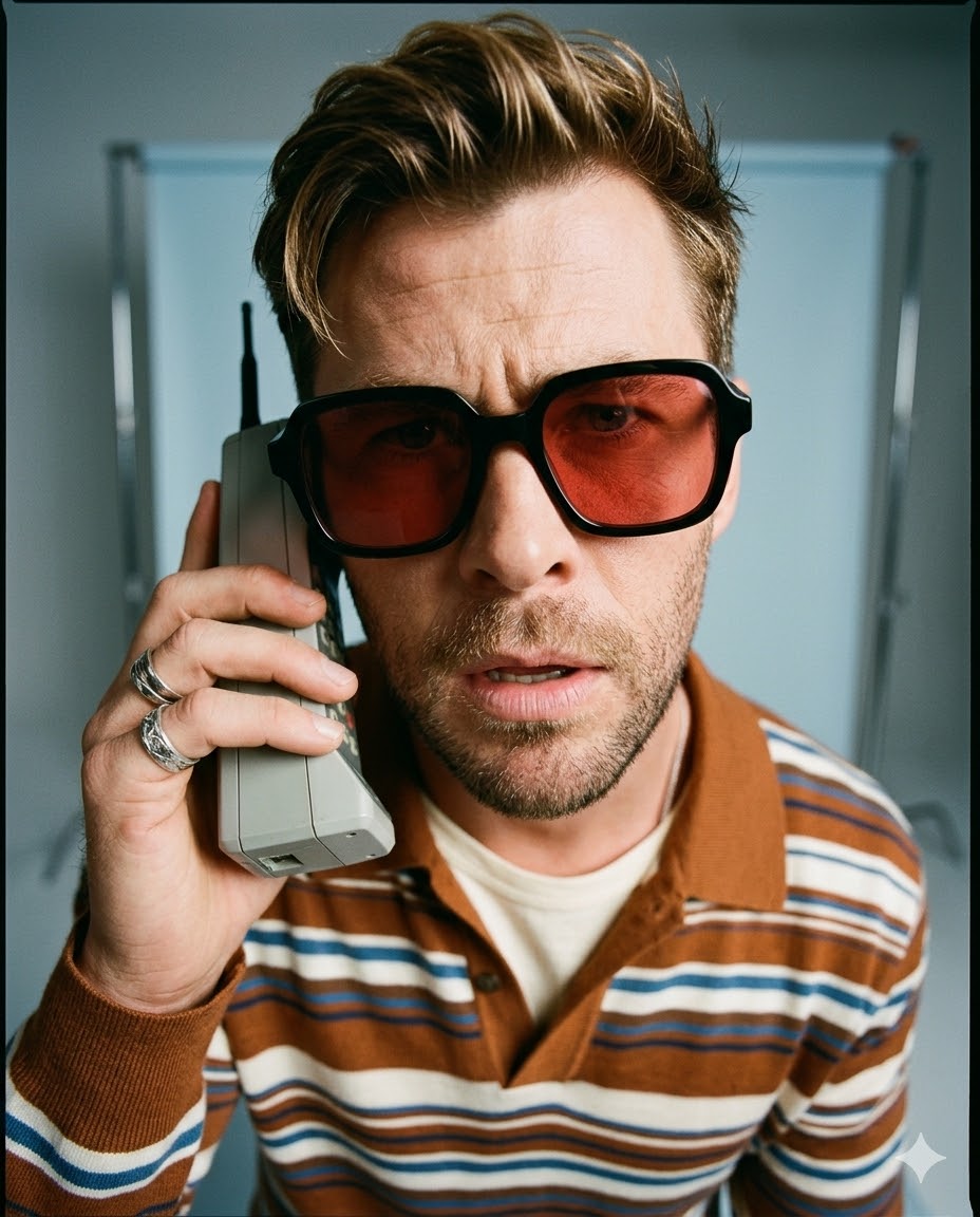 close up high angle retro cell phone