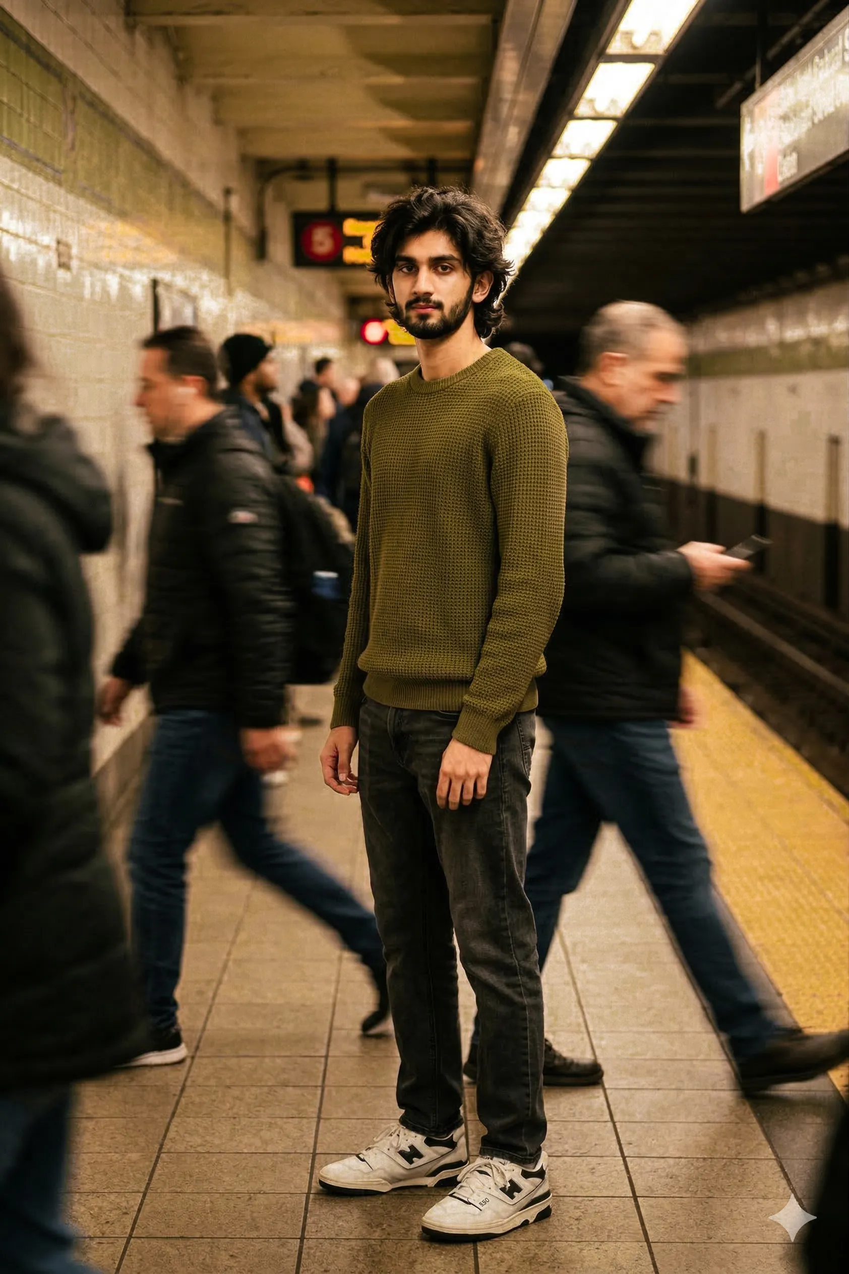 crowded subway platform motion blur