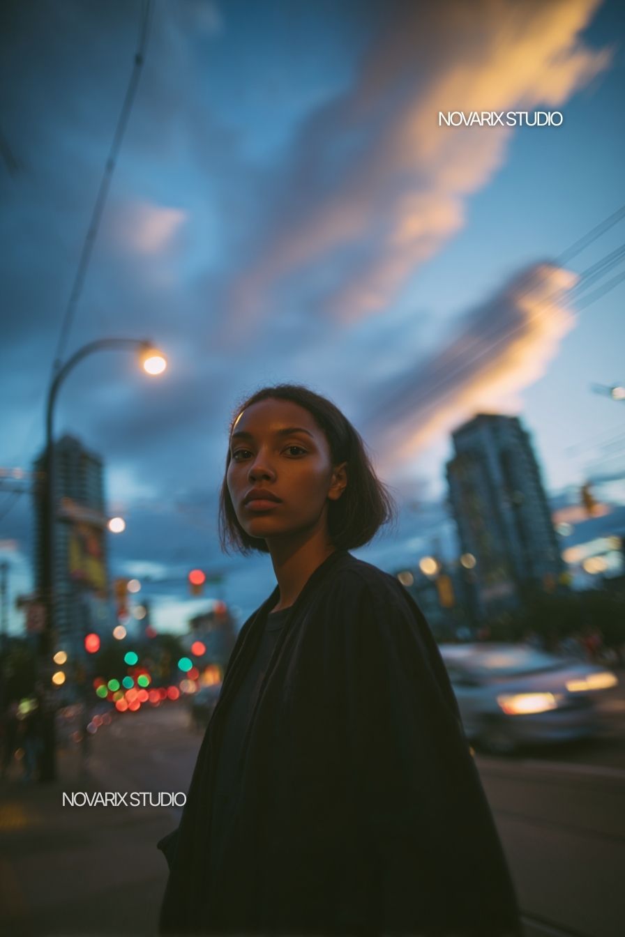 time lapse clouds moving above city dusk