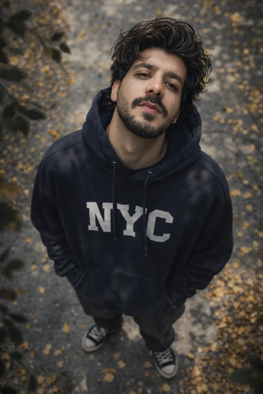 high angle autumn ginkgo leaves I LOVE YOU hoodie