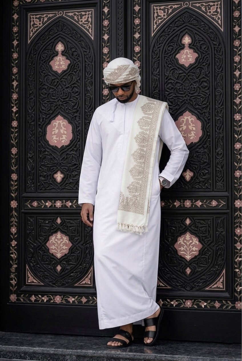 Yemeni shemagh black qamis emirati