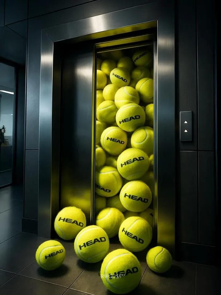 Elevator flooded with objects