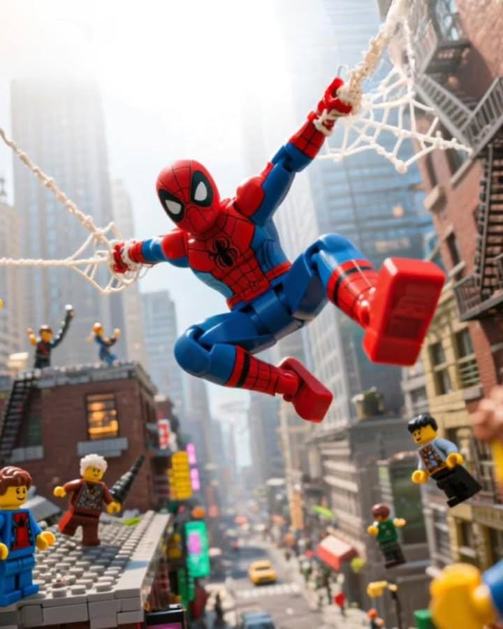 Dynamic cinematic LEGO action scene