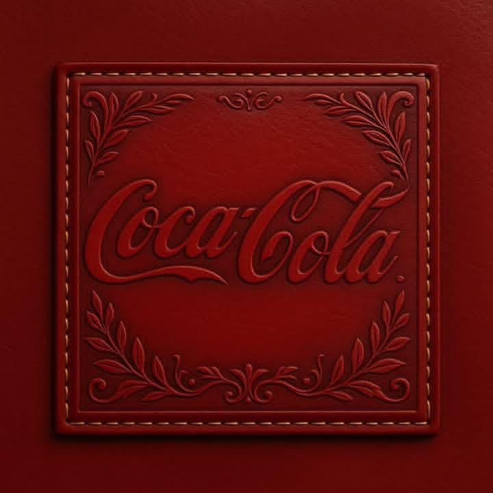 Square leather patch embossed with logo