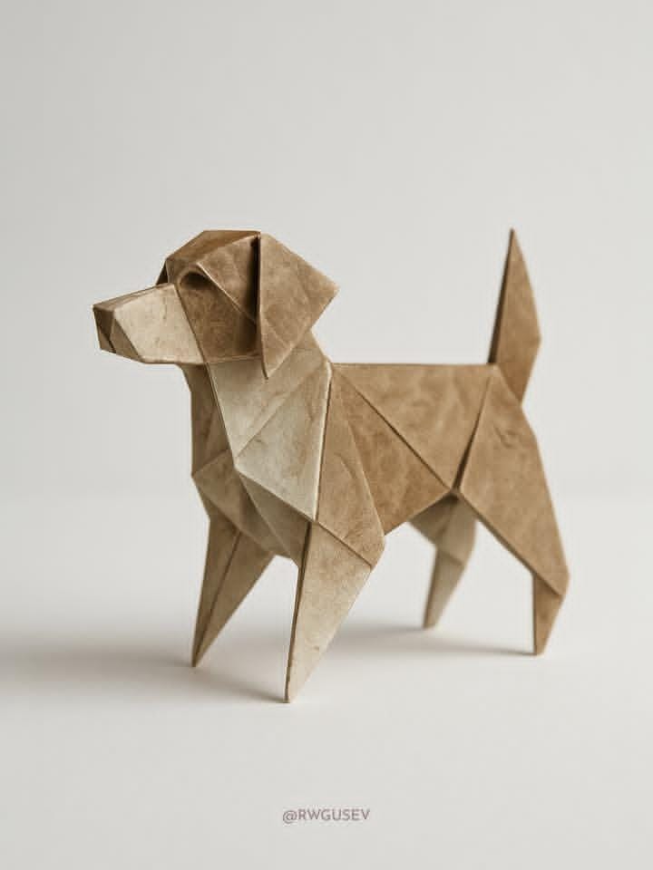 Origami model dual-toned paper